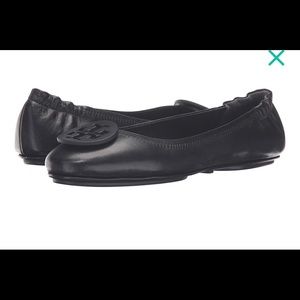 Tory Burch Minnie Ballet Flat 7.5 Black Leather